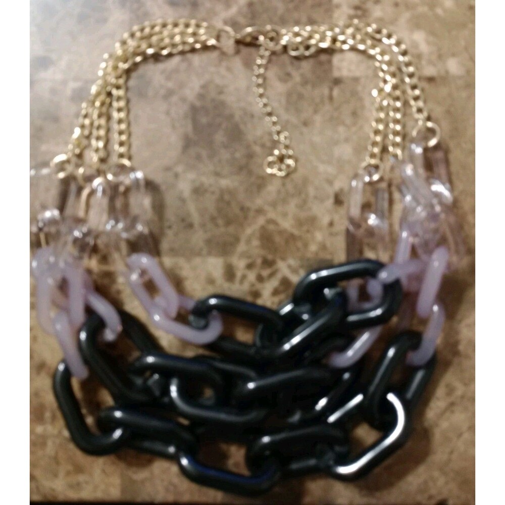 Black & Gray Link & Goldtone Chain Necklace Fashion Jewelry New